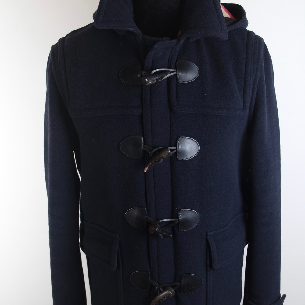 Burberry mens Duffle coat trench navy button up